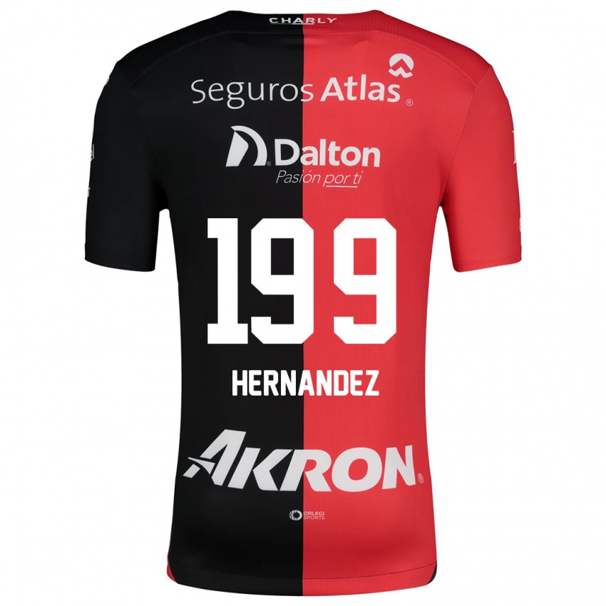 Niño Camiseta Sergio Hernández #199 Negro Rojo 1ª Equipación 2024/25 La Camisa Chile