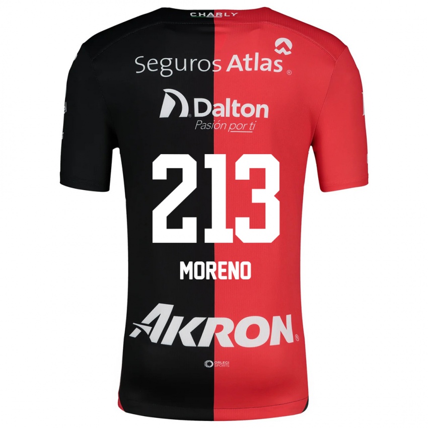 Niño Camiseta Eduardo Moreno #213 Negro Rojo 1ª Equipación 2024/25 La Camisa Chile