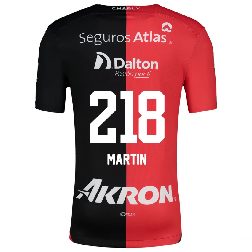 Niño Camiseta Jorge San Martín #218 Negro Rojo 1ª Equipación 2024/25 La Camisa Chile