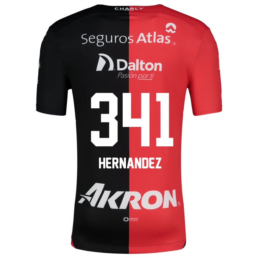 Niño Camiseta Leonardo Hernández #341 Negro Rojo 1ª Equipación 2024/25 La Camisa Chile