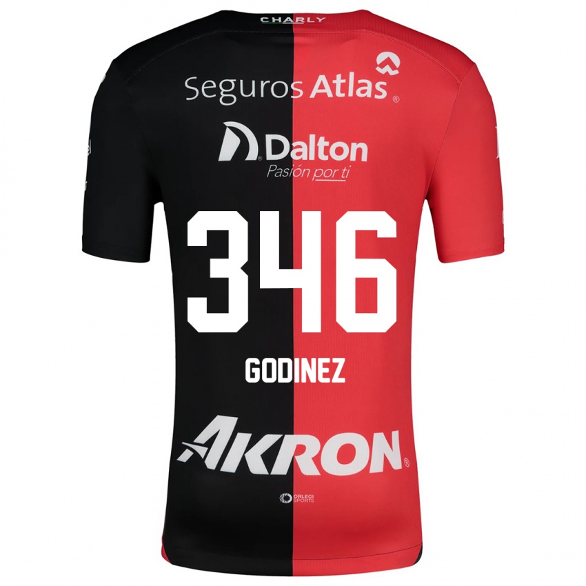 Niño Camiseta Olmo Godínez #346 Negro Rojo 1ª Equipación 2024/25 La Camisa Chile