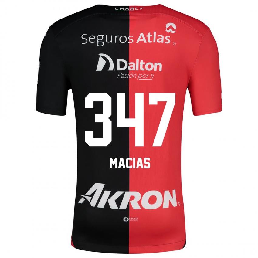 Niño Camiseta Ángel Macías #347 Negro Rojo 1ª Equipación 2024/25 La Camisa Chile