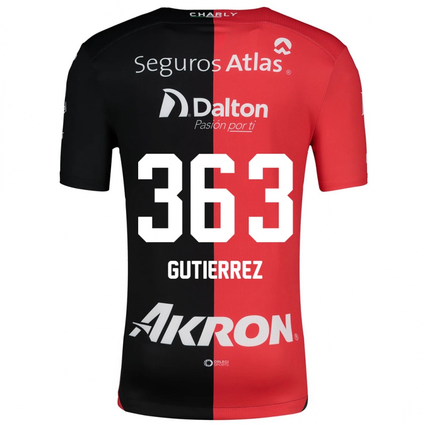 Niño Camiseta Orlando Gutiérrez #363 Negro Rojo 1ª Equipación 2024/25 La Camisa Chile