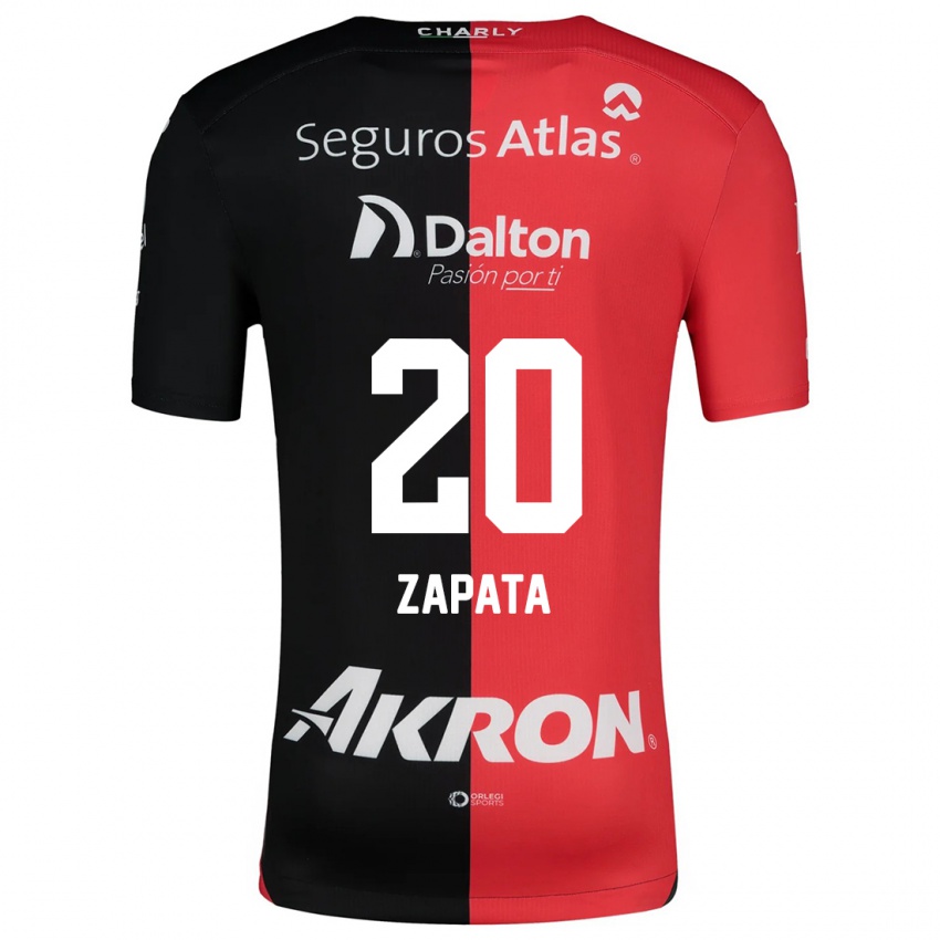 Niño Camiseta Juan Zapata #20 Negro Rojo 1ª Equipación 2024/25 La Camisa Chile