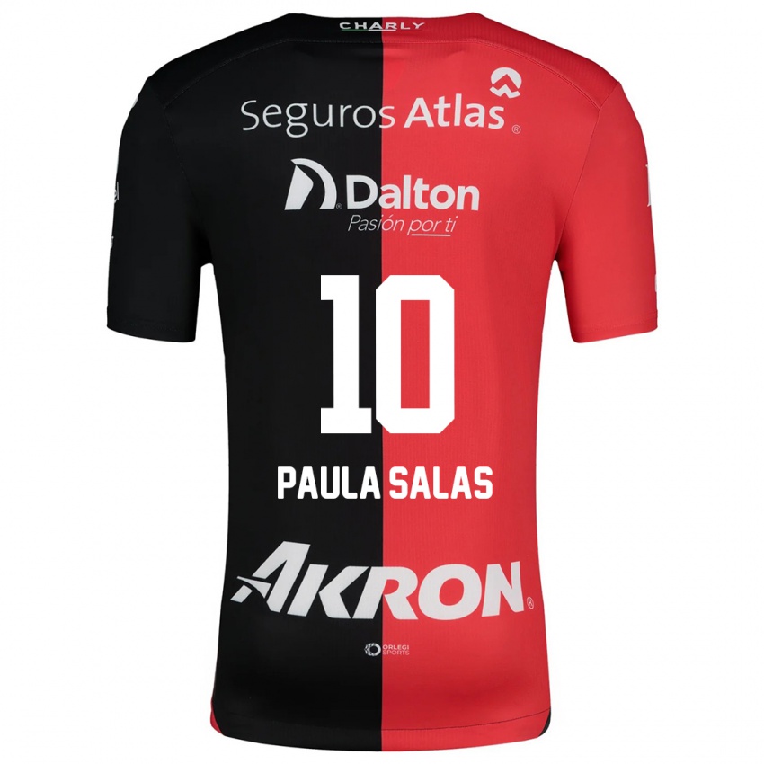 Niño Camiseta María Paula Salas #10 Negro Rojo 1ª Equipación 2024/25 La Camisa Chile