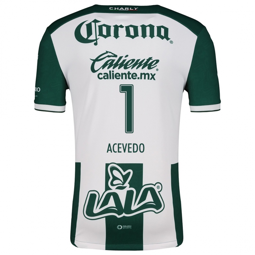 Niño Camiseta Carlos Acevedo #1 Verde Blanco 1ª Equipación 2024/25 La Camisa Chile