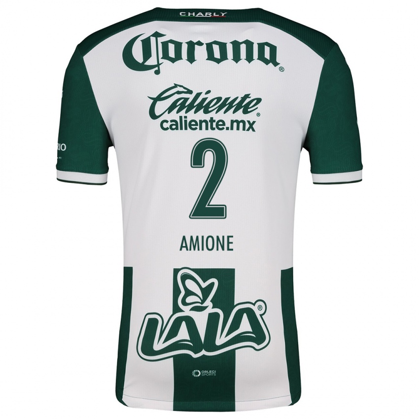 Niño Camiseta Bruno Amione #2 Verde Blanco 1ª Equipación 2024/25 La Camisa Chile