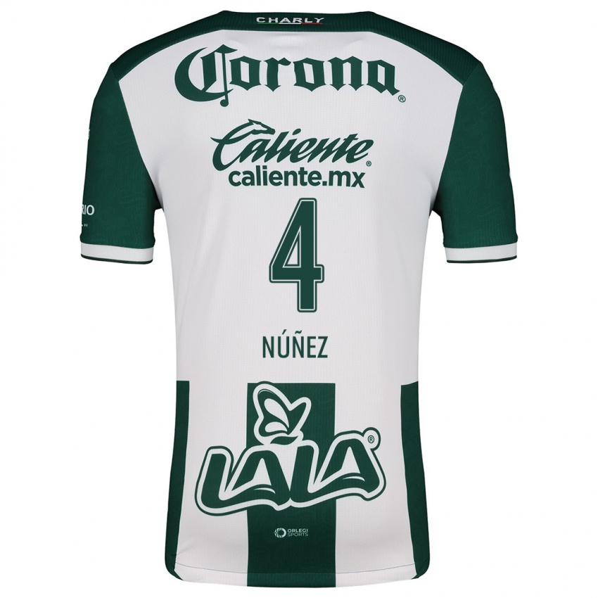 Niño Camiseta Santiago Núñez #4 Verde Blanco 1ª Equipación 2024/25 La Camisa Chile