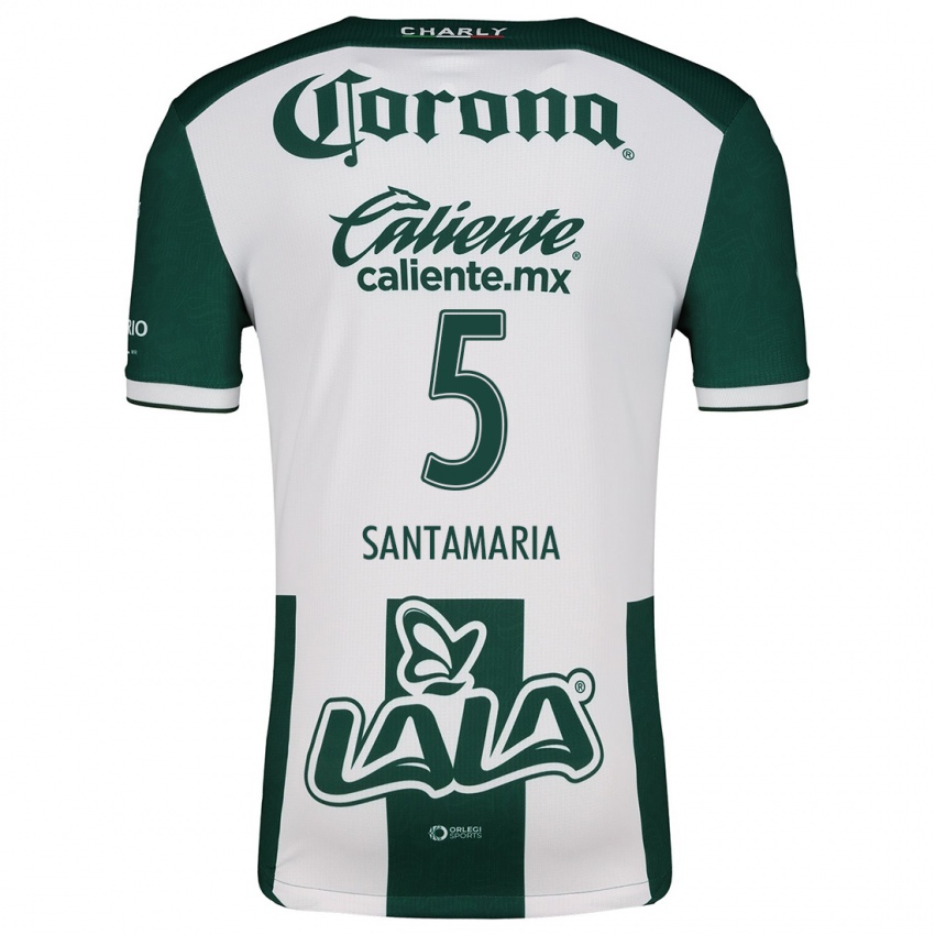 Niño Camiseta Anderson Santamaría #5 Verde Blanco 1ª Equipación 2024/25 La Camisa Chile