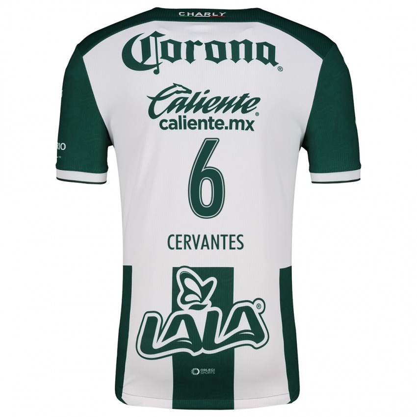 Niño Camiseta Alan Cervantes #6 Verde Blanco 1ª Equipación 2024/25 La Camisa Chile