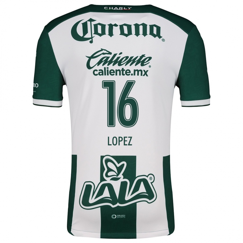 Niño Camiseta Aldo López #16 Verde Blanco 1ª Equipación 2024/25 La Camisa Chile