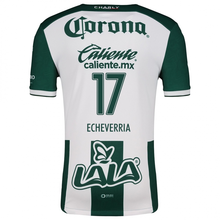 Niño Camiseta Emmanuel Echeverría #17 Verde Blanco 1ª Equipación 2024/25 La Camisa Chile