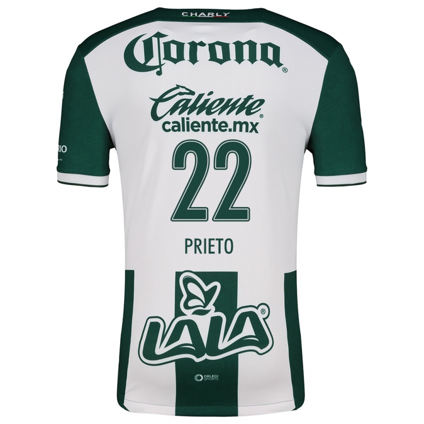 Niño Camiseta Ronaldo Prieto #22 Verde Blanco 1ª Equipación 2024/25 La Camisa Chile