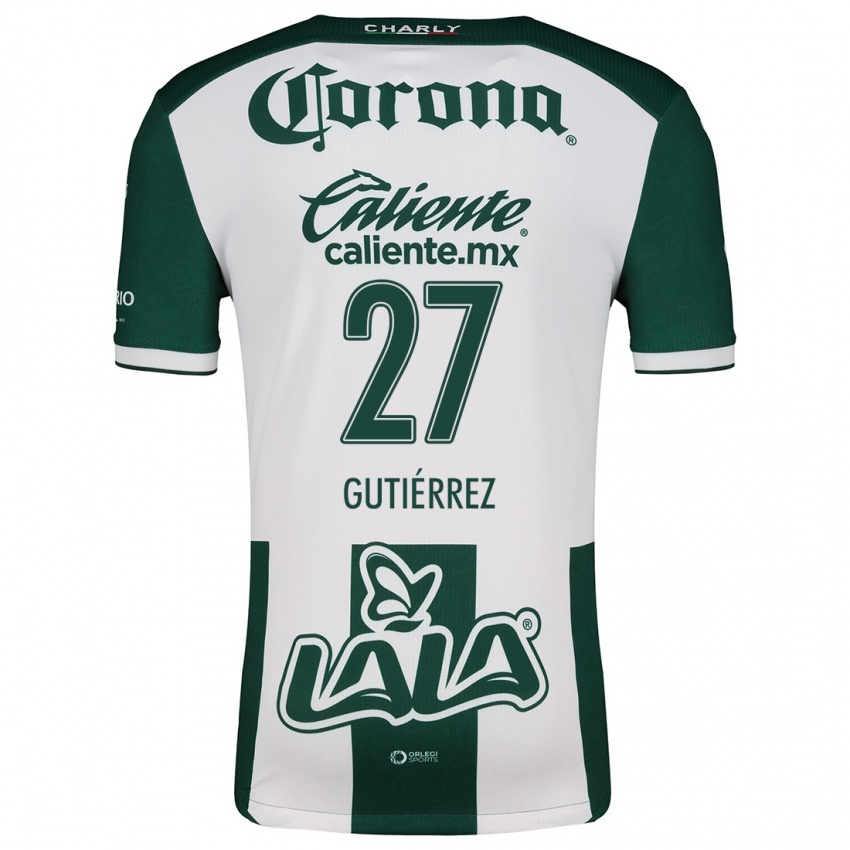 Niño Camiseta Luis Gutiérrez #27 Verde Blanco 1ª Equipación 2024/25 La Camisa Chile