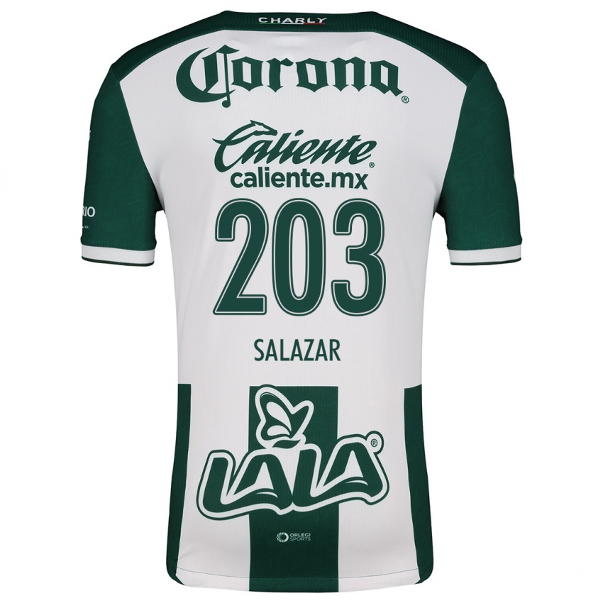 Niño Camiseta Roberto Salazar #203 Verde Blanco 1ª Equipación 2024/25 La Camisa Chile