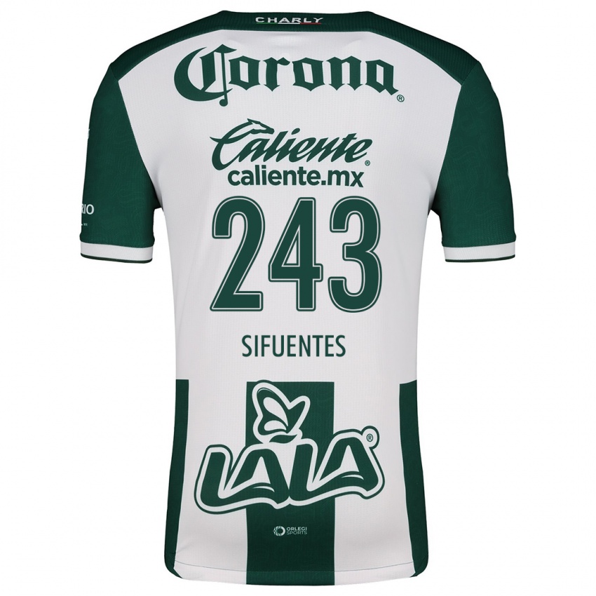 Niño Camiseta José Sifuentes #243 Verde Blanco 1ª Equipación 2024/25 La Camisa Chile