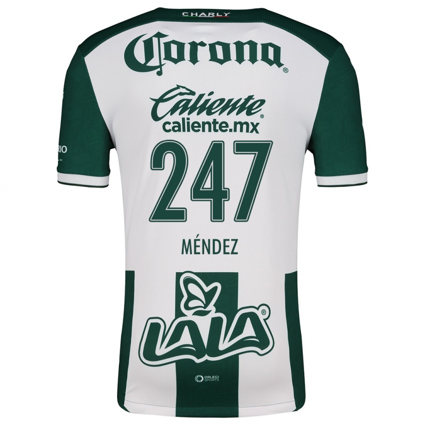 Niño Camiseta Owen Méndez #247 Verde Blanco 1ª Equipación 2024/25 La Camisa Chile