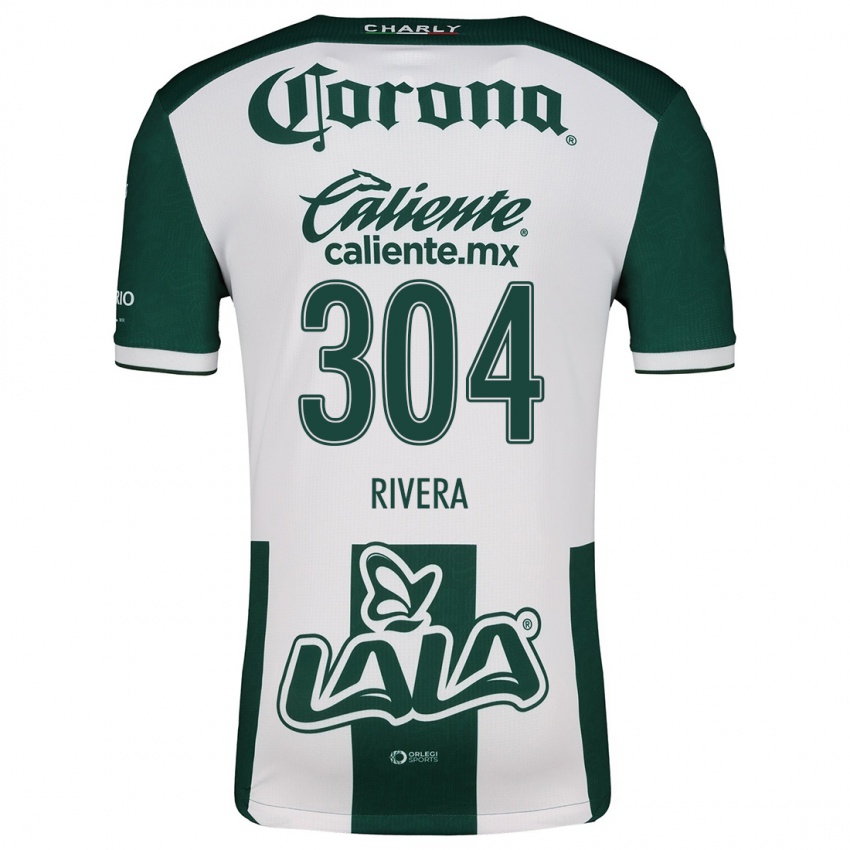 Niño Camiseta Jorge Rivera #304 Verde Blanco 1ª Equipación 2024/25 La Camisa Chile