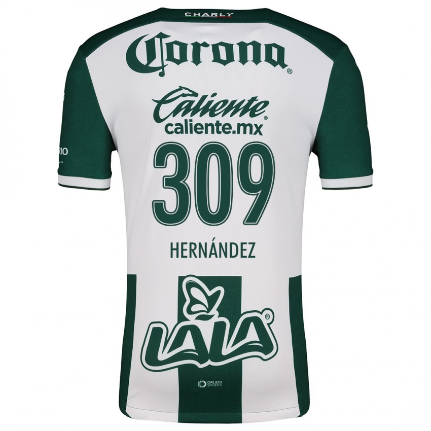 Niño Camiseta Julio Hernández #309 Verde Blanco 1ª Equipación 2024/25 La Camisa Chile