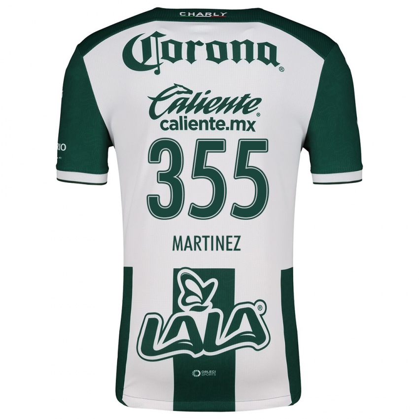 Niño Camiseta Leonardo Martinez #355 Verde Blanco 1ª Equipación 2024/25 La Camisa Chile