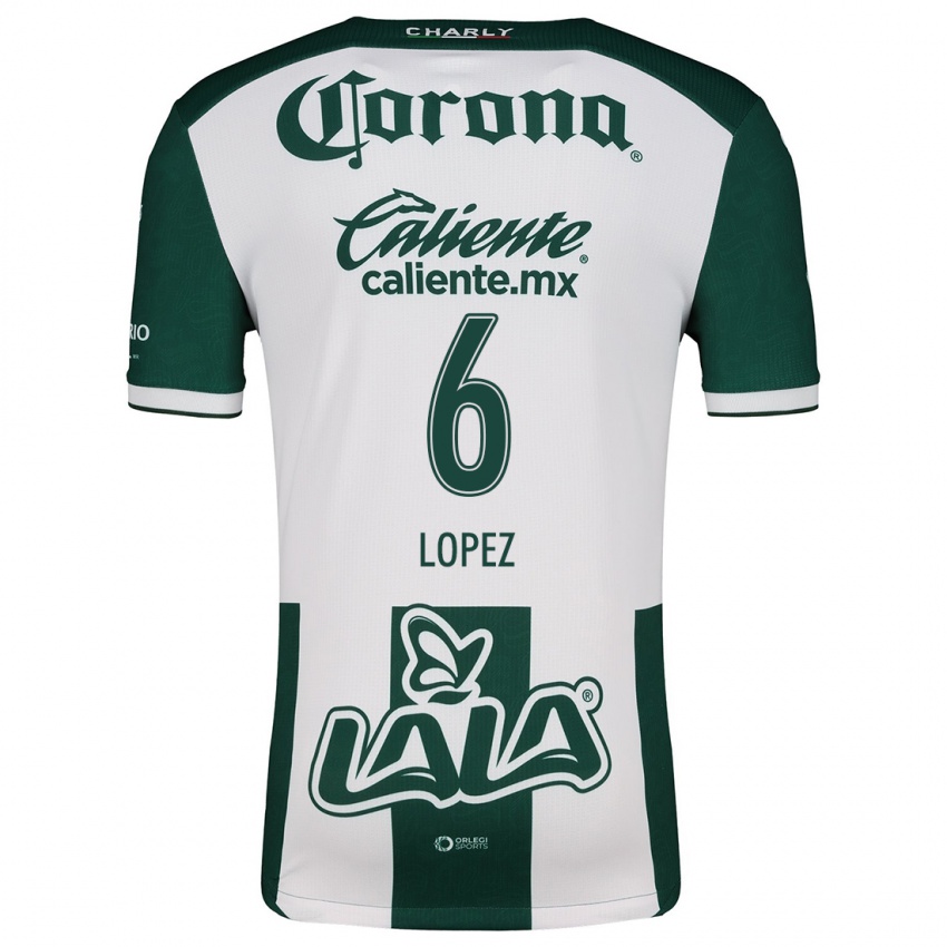 Niño Camiseta Brenda López #6 Verde Blanco 1ª Equipación 2024/25 La Camisa Chile