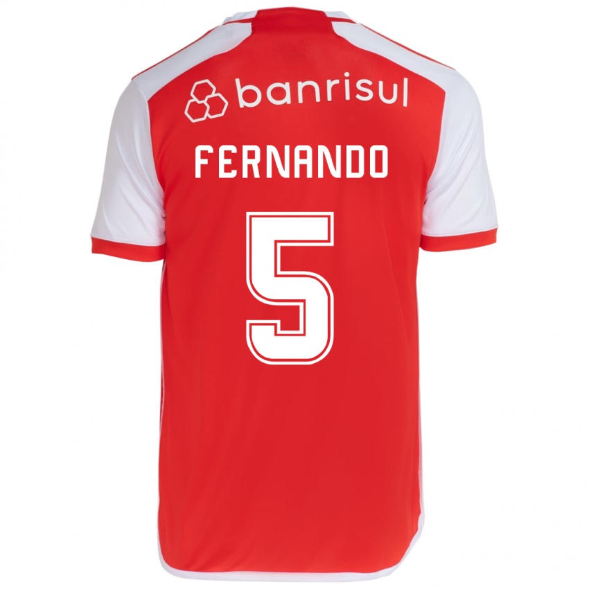 Niño Camiseta Fernando #5 Rojo Blanco 1ª Equipación 2024/25 La Camisa Chile