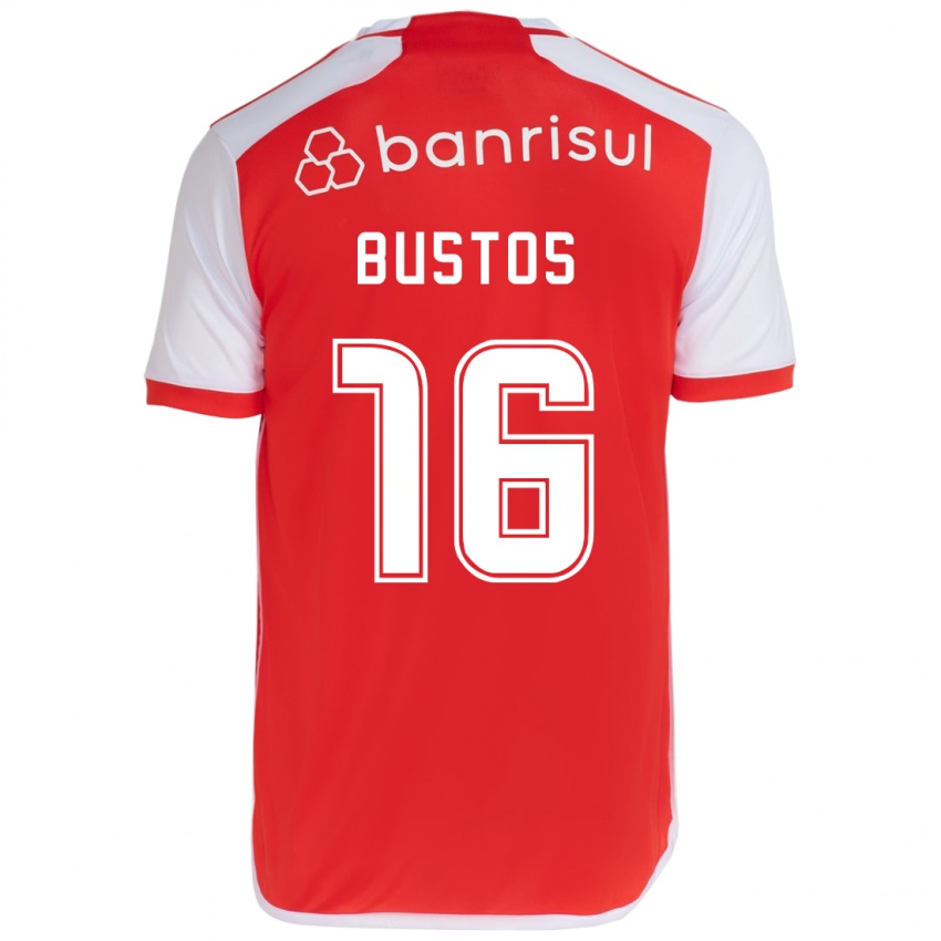 Niño Camiseta Fabricio Bustos #16 Rojo Blanco 1ª Equipación 2024/25 La Camisa Chile