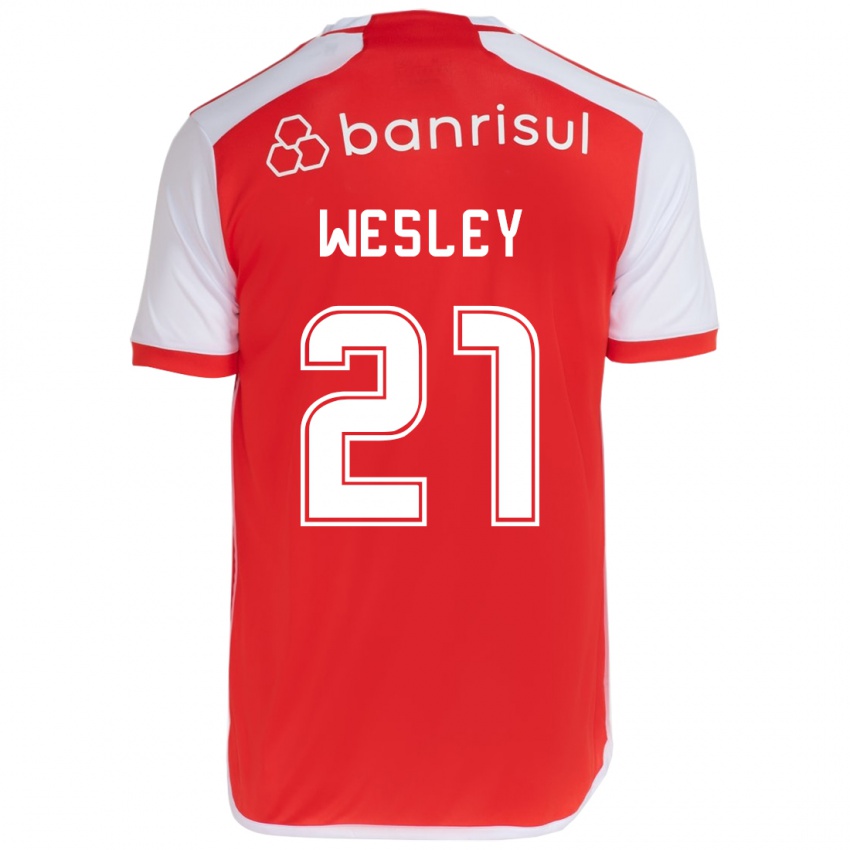 Niño Camiseta Wesley #21 Rojo Blanco 1ª Equipación 2024/25 La Camisa Chile