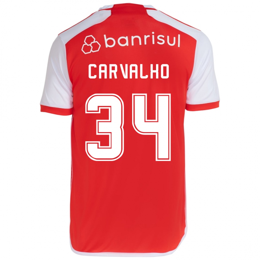 Niño Camiseta Gabriel Carvalho #34 Rojo Blanco 1ª Equipación 2024/25 La Camisa Chile