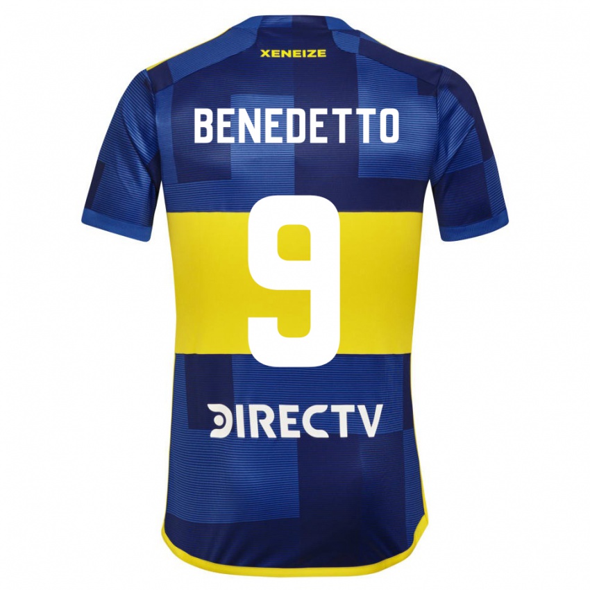 Niño Camiseta Dario Benedetto #9 Azul Amarillo 1ª Equipación 2024/25 La Camisa Chile