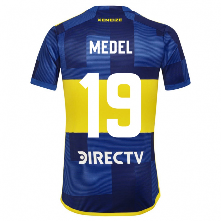 Niño Camiseta Gary Medel #19 Azul Amarillo 1ª Equipación 2024/25 La Camisa Chile