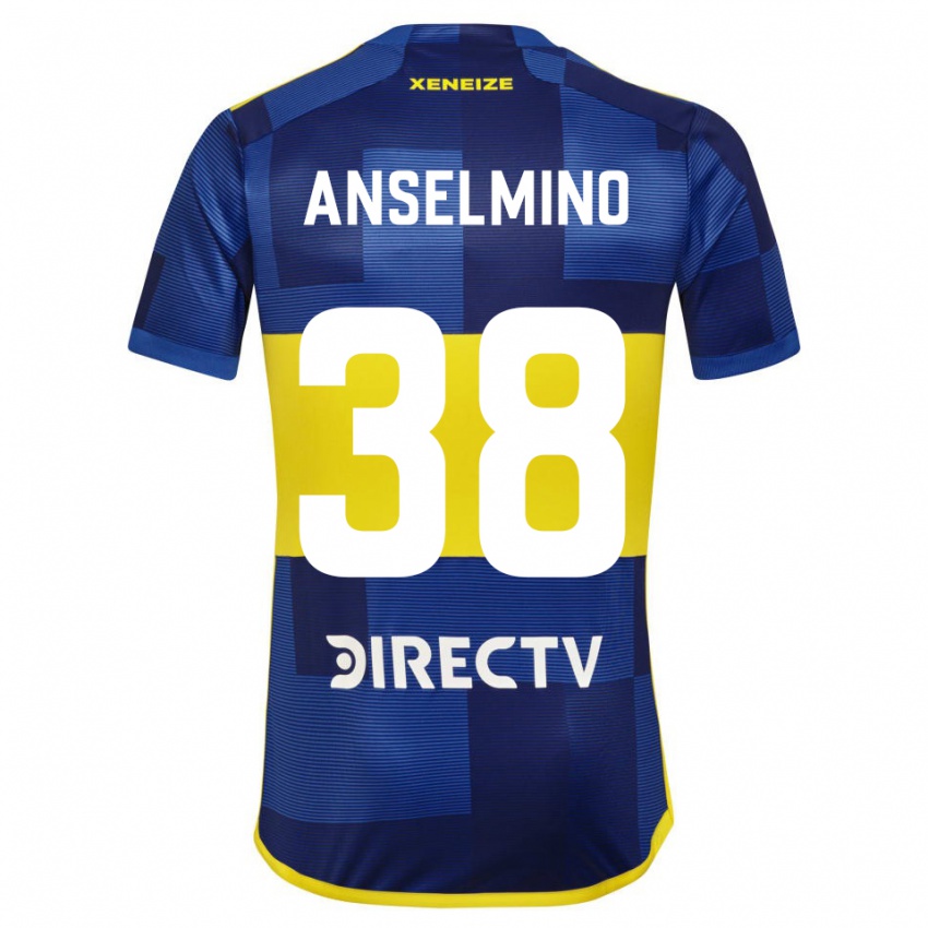 Niño Camiseta Aarón Anselmino #38 Azul Amarillo 1ª Equipación 2024/25 La Camisa Chile