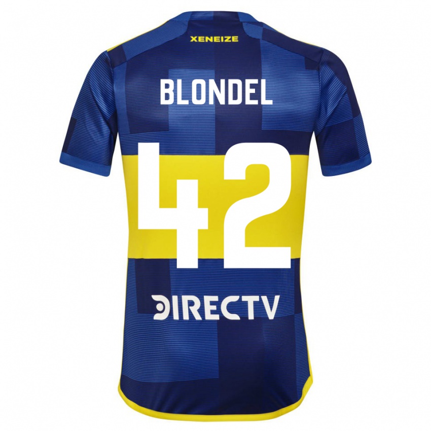 Niño Camiseta Lucas Blondel #42 Azul Amarillo 1ª Equipación 2024/25 La Camisa Chile