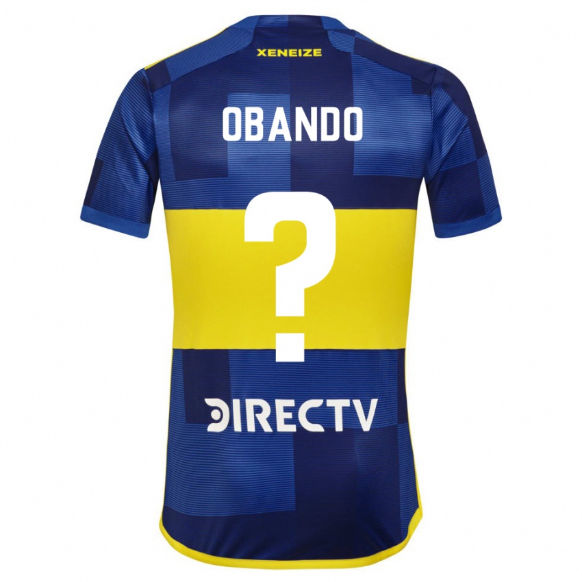 Niño Camiseta Agustin Obando #0 Azul Amarillo 1ª Equipación 2024/25 La Camisa Chile