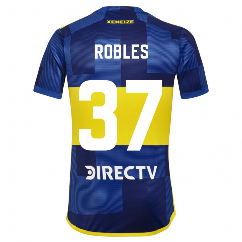 Niño Camiseta Sebastian Diaz Robles #37 Azul Amarillo 1ª Equipación 2024/25 La Camisa Chile