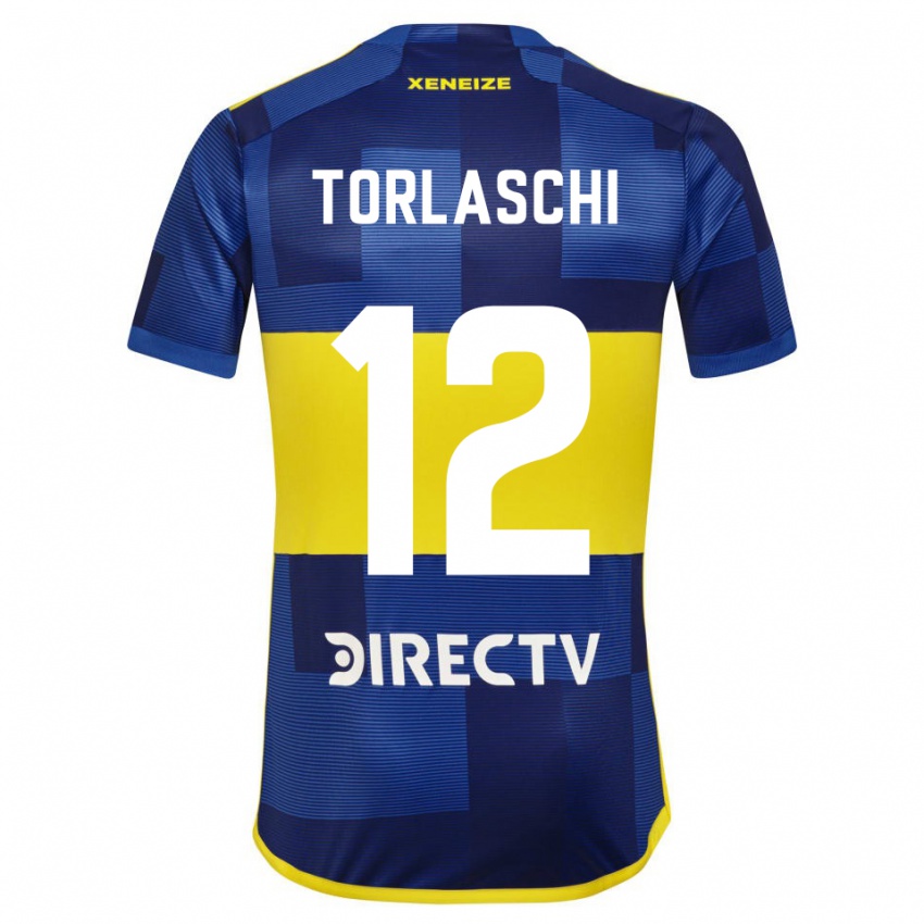 Niño Camiseta Lucas Torlaschi #12 Azul Amarillo 1ª Equipación 2024/25 La Camisa Chile