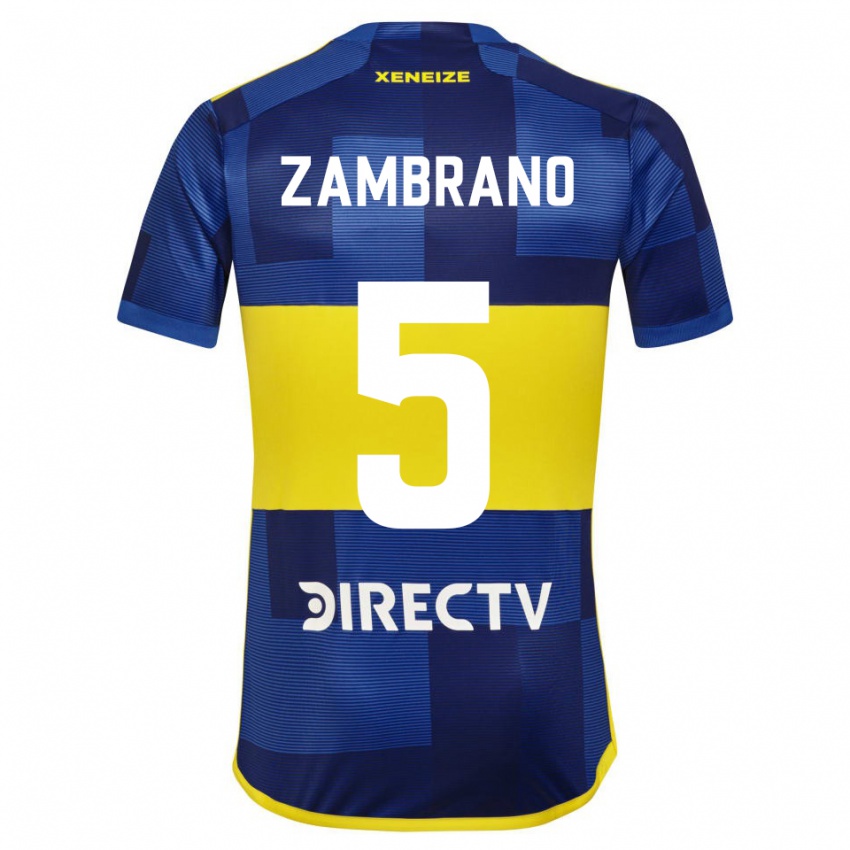 Niño Camiseta Carlos Zambrano #5 Azul Amarillo 1ª Equipación 2024/25 La Camisa Chile