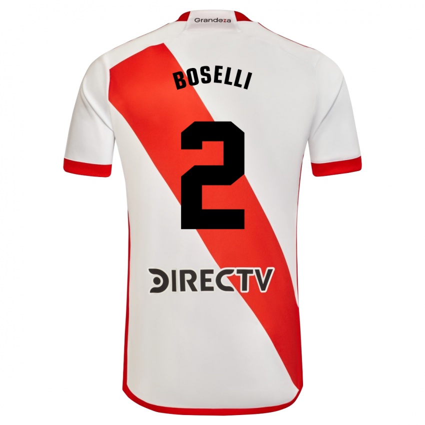 Niño Camiseta Sebastián Boselli #2 Blanco Rojo 1ª Equipación 2024/25 La Camisa Chile