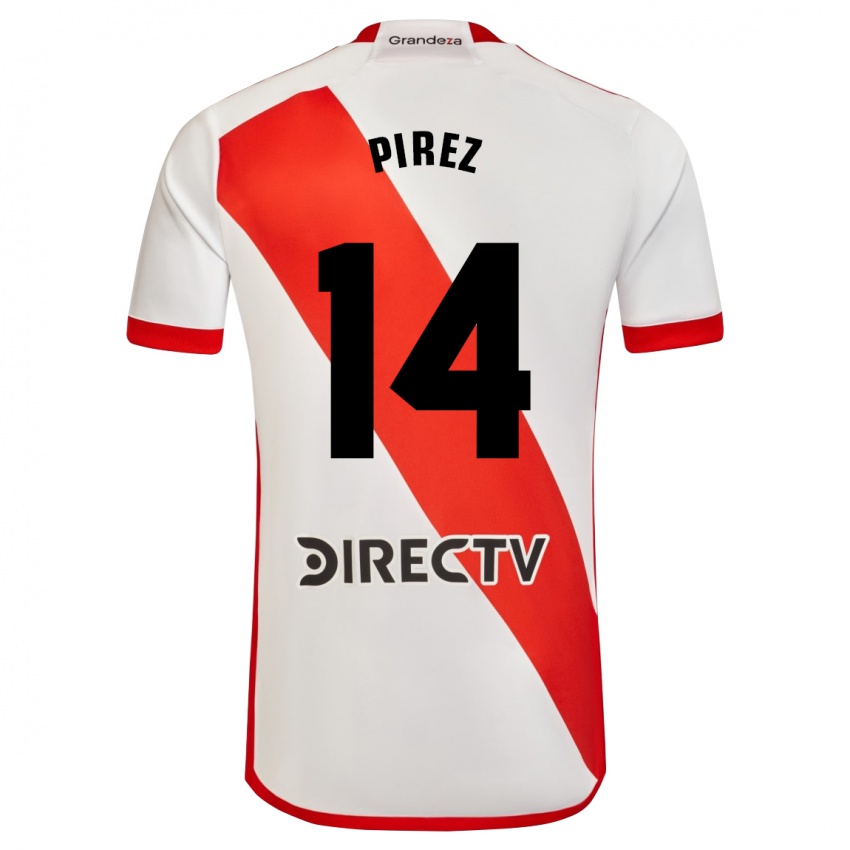 Niño Camiseta Leandro González Pírez #14 Blanco Rojo 1ª Equipación 2024/25 La Camisa Chile