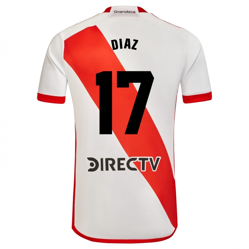 Niño Camiseta Paulo Diaz #17 Blanco Rojo 1ª Equipación 2024/25 La Camisa Chile