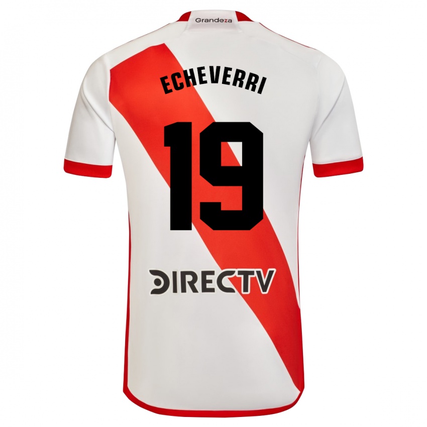 Niño Camiseta Claudio Echeverri #19 Blanco Rojo 1ª Equipación 2024/25 La Camisa Chile