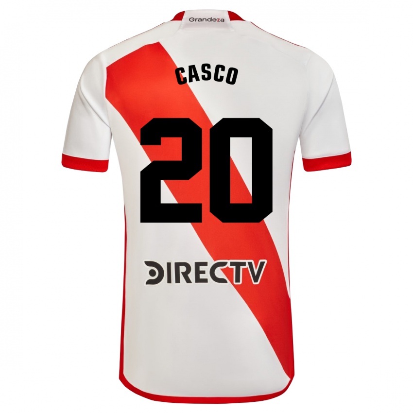 Niño Camiseta Milton Casco #20 Blanco Rojo 1ª Equipación 2024/25 La Camisa Chile