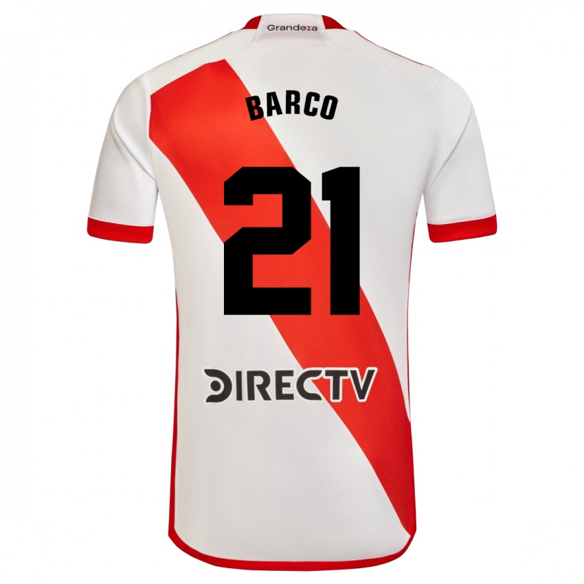 Niño Camiseta Esequiel Barco #21 Blanco Rojo 1ª Equipación 2024/25 La Camisa Chile