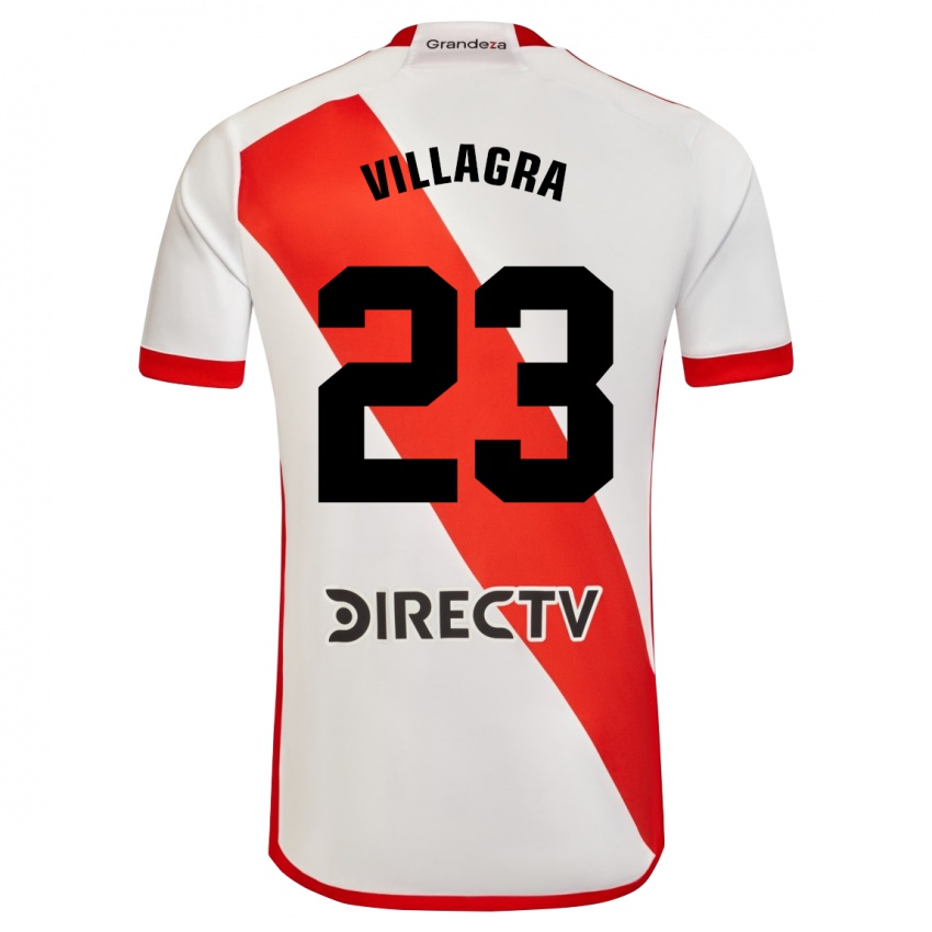 Niño Camiseta Rodrigo Villagra #23 Blanco Rojo 1ª Equipación 2024/25 La Camisa Chile