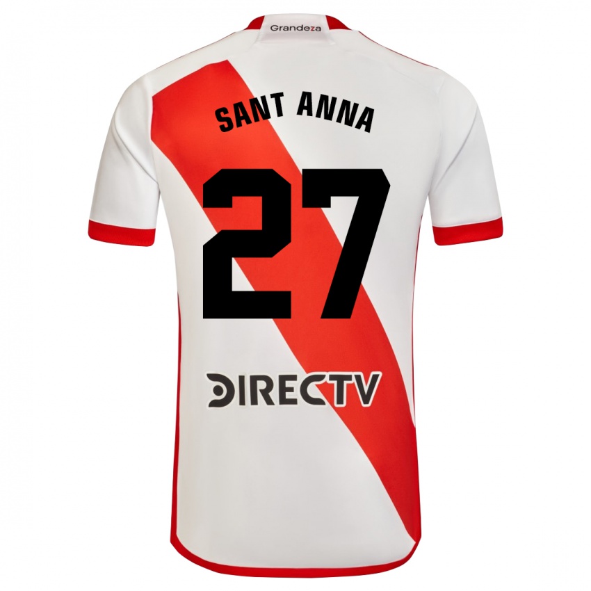 Niño Camiseta Agustín Sant Anna #27 Blanco Rojo 1ª Equipación 2024/25 La Camisa Chile