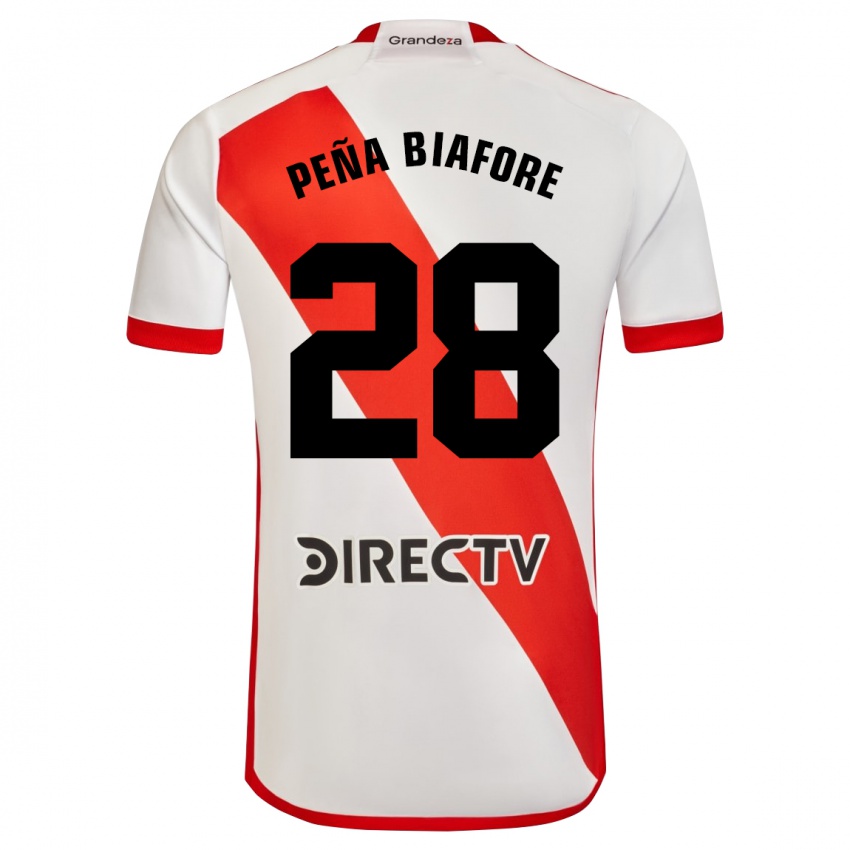 Niño Camiseta Felipe Pena Biafore #28 Blanco Rojo 1ª Equipación 2024/25 La Camisa Chile