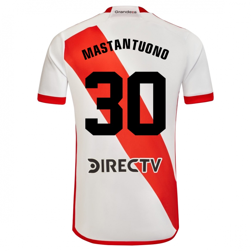 Niño Camiseta Franco Mastantuono #30 Blanco Rojo 1ª Equipación 2024/25 La Camisa Chile