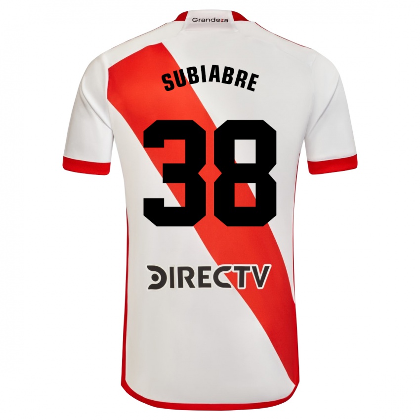 Niño Camiseta Ian Subiabre #38 Blanco Rojo 1ª Equipación 2024/25 La Camisa Chile