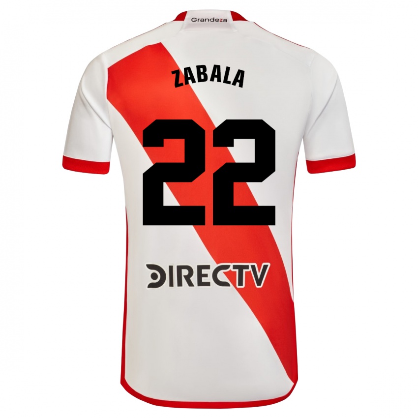 Niño Camiseta Daniel Zabala #22 Blanco Rojo 1ª Equipación 2024/25 La Camisa Chile