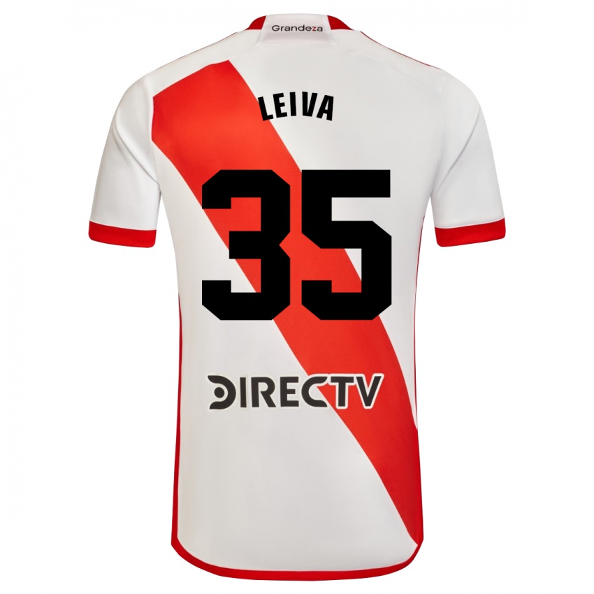 Niño Camiseta Tobías Leiva #35 Blanco Rojo 1ª Equipación 2024/25 La Camisa Chile